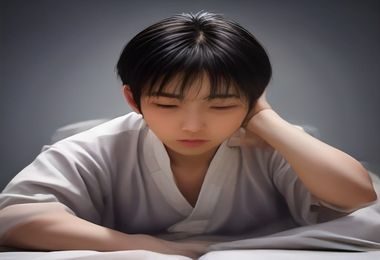 编辑在整理小泉真希作品目录，桌面上摆放着分类笔记与时间线草稿，光线暖黄，细节丰富